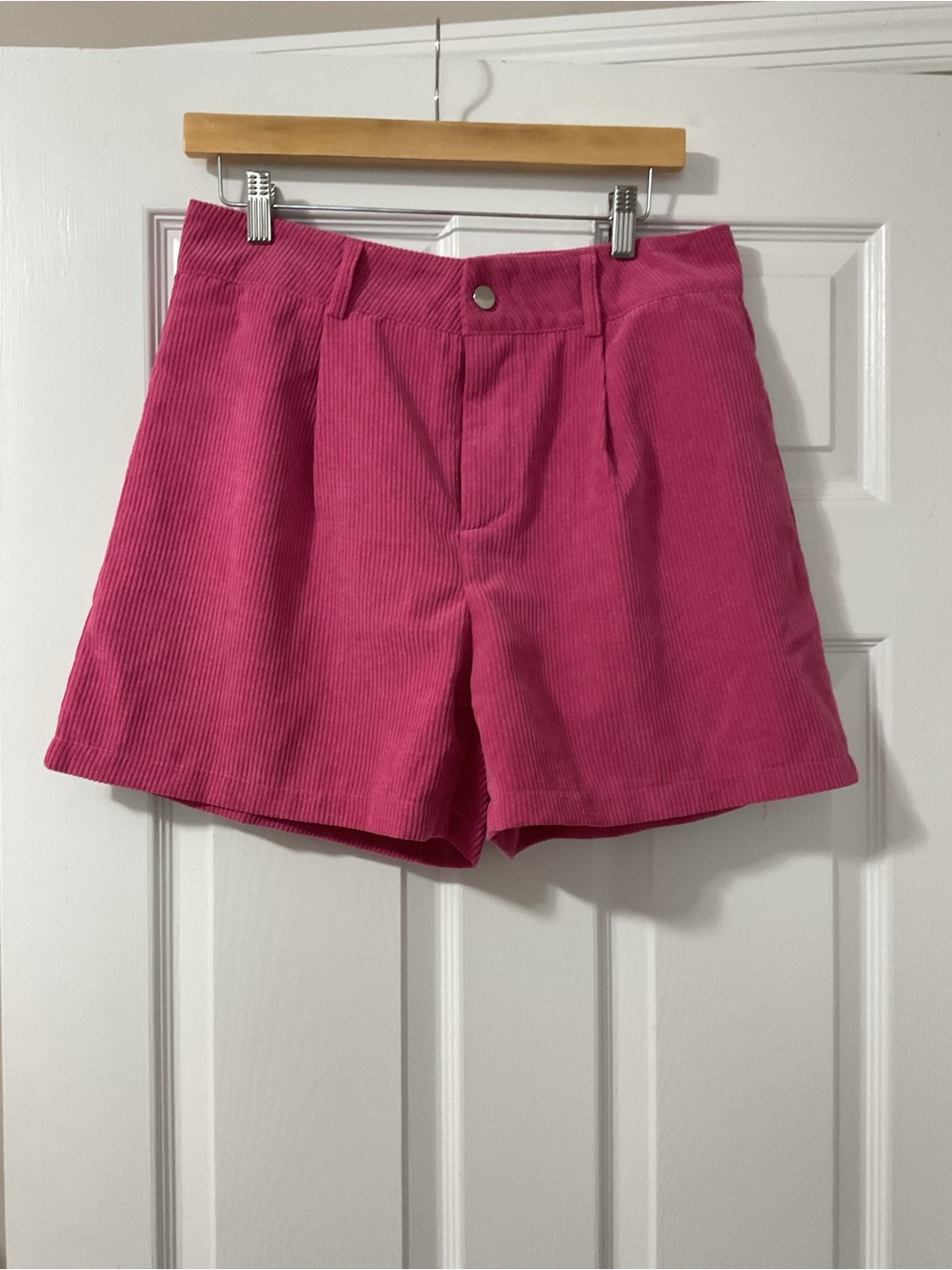 Pink Corduroy High-Waist Women's Shorts
